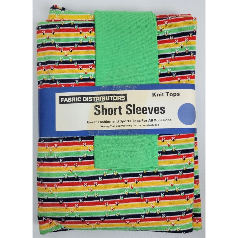 Vintage‎ NWT Short Sleeve Knit Top Sewing Kit Green Striped Fabric Distributors